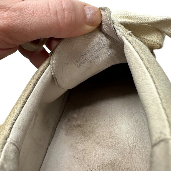 J/SLIDES Star Sneakers Size 8.5 Gold Metallic Leather Lace-up Platform - Picture 10 of 11